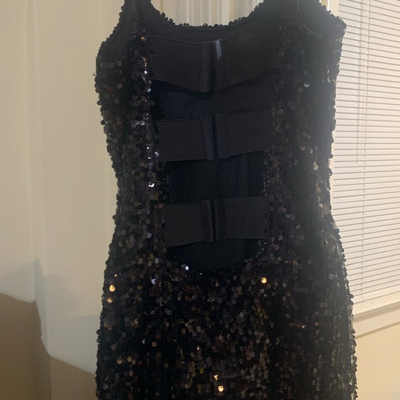 Brand New Sequin Night Club Glam Black Mini Short Dress - Picture 3 of 6